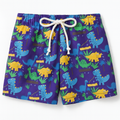Blue Dinosaur Print Toddler Boy Swim Shorts