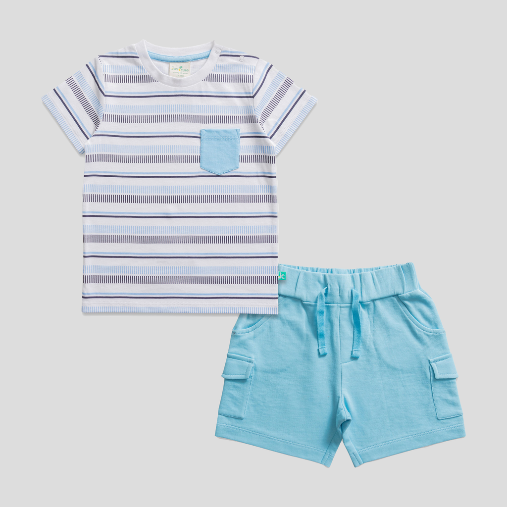 Striped T-Shirt and Shorts Set for Toddler Boys