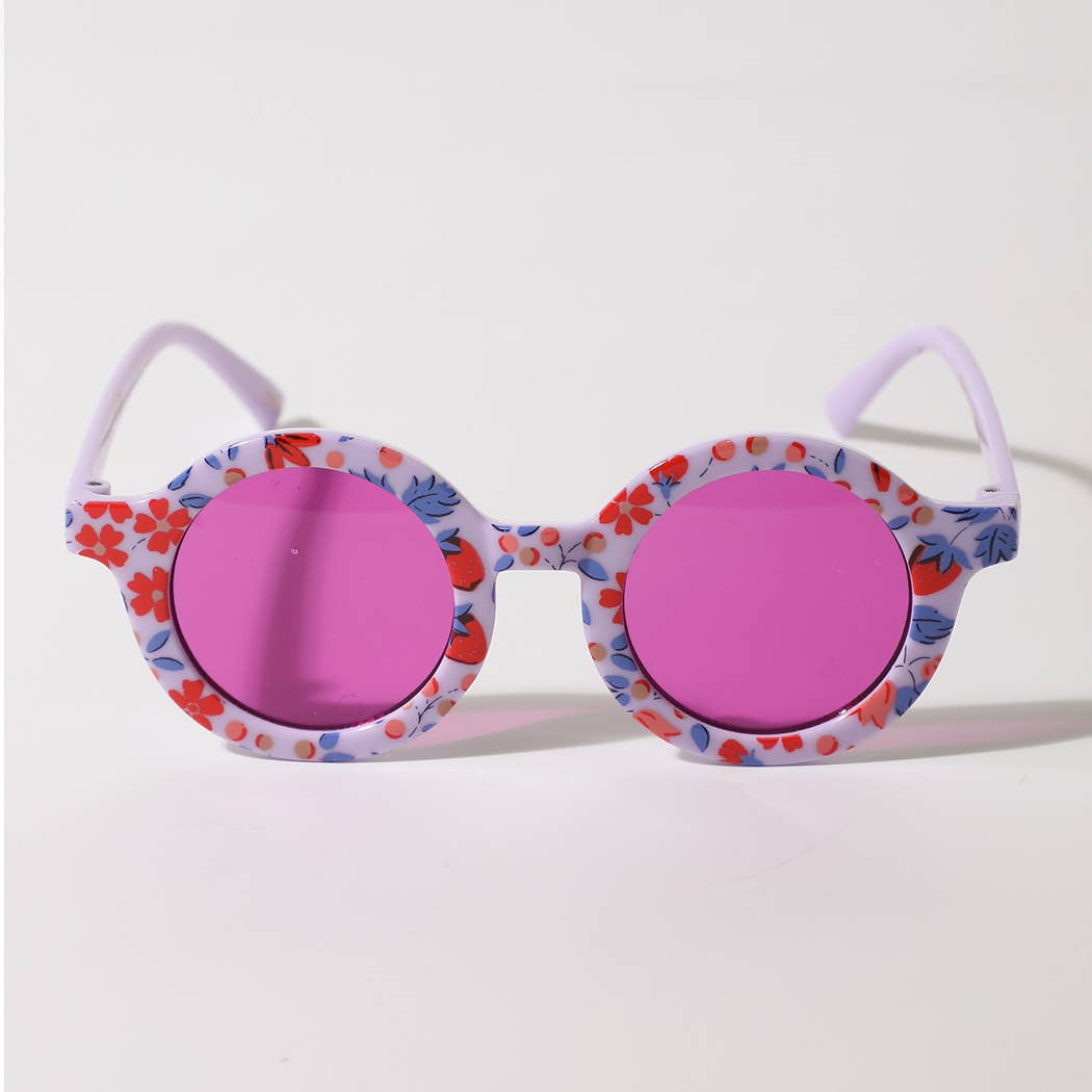 Girls Floral Round Frame Sunglasses